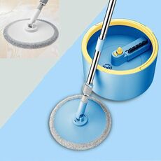 Mop rotante per lavaggio e centrifuga a secchio singolo, colore: blu