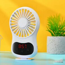 Orologio multifunzionale Ventilatore piccolo Ventilatore USB mini desktop creativo (bianco)