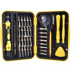 Guarda lo strumento di riparazione per lo smontaggio del telefono cellulare Multi-funzione Deep Hole 38 in 1 Set di cacciaviti combinati (giallo)