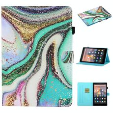 Per Kindle Fire HD8 2015/2016/2018 Custodia in pelle a ribaltamento orizzontale con cuciture colorate con supporto e slot per schede e funzione di sospensione / sveglia (sabbia colorata)
