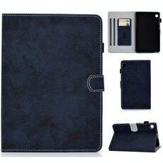 Per Huawei MatePad T8 Custodia protettiva in pelle per tablet PC con struttura in tessuto effetto marmo con supporto e slot per scheda e slot per penna e striscia antiscivolo (blu scuro)