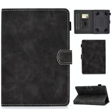 Per Tablet PC da 7 pollici Custodia universale in pelle con struttura in pelle bovina a vibrazione orizzontale con supporto e slot per schede e slot per penna (grigio)
