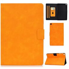 Per Samsung Galaxy Tab A 10.1 (2019) T510 / T515 Custodia in pelle con vibrazione orizzontale con struttura in pelle bovina con supporto e slot per schede (cachi)