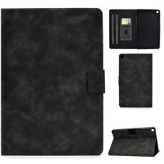 Per Samsung Galaxy Tab A 10.1 (2019) T510 / T515 Custodia in pelle con vibrazione orizzontale con struttura in pelle bovina con supporto e slot per schede e funzione di sospensione / sveglia (grigio)