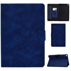 Per Samsung Galaxy Tab A 10.1 (2019) T510 / T515 Custodia in pelle a vibrazione orizzontale con struttura in pelle bovina con supporto e slot per schede (blu)