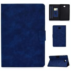 Per Samsung Galaxy Tab A 10.1 (2016) T580 / T585 Custodia in pelle con struttura in pelle bovina a ribaltamento orizzontale con supporto e slot per schede e funzione sleep / wake-up (blu)