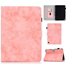 Per Amazon Kindle Fire HD 8 (2020) Custodia protettiva in pelle per tablet PC con struttura in tessuto effetto marmo con staffa e slot per scheda e slot per penna, striscia antiscivolo e funzione di sveglia / sonno (rosa)