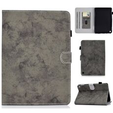 Per Amazon Kindle Fire HD 8 (2020) Custodia protettiva in pelle per tablet PC con struttura in tessuto effetto marmo con staffa e slot per scheda e slot per penna, striscia antiscivolo e funzione di sveglia / sonno (grigio)