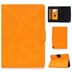 Per Kindle Fire HD8 (2020) Custodia in pelle a vibrazione orizzontale con struttura in pelle bovina con supporto, slot per schede e funzione di sospensione / sveglia (cachi)