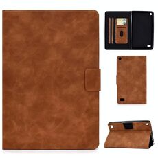 Per Kindle Fire 7 2015/2017/2019 Custodia in pelle a vibrazione orizzontale con struttura in pelle bovina con supporto e slot per schede e funzione sleep / wake-up (marrone)