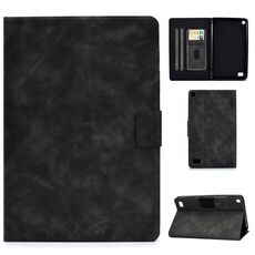 Per Kindle Fire 7 2015/2017/2019 Custodia in pelle a vibrazione orizzontale con struttura in pelle bovina con supporto e slot per schede e funzione sleep / wake-up (grigio)