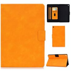 Per Kindle Fire HD8 2016/2017 Custodia in pelle a vibrazione orizzontale con struttura in pelle bovina con supporto e slot per schede e funzione di sospensione / sveglia (cachi)