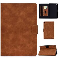 Per Kindle Fire HD8 2016/2017 Custodia in pelle a vibrazione orizzontale con struttura in pelle bovina con supporto e slot per schede e funzione sleep / Wake-up (marrone)