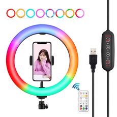 PULUZ 10,2 pollici 26 cm Superficie curva 168 LED Marquee LED RGBWW Doppio colore Temperatura Dimmerabile Anello Vlogging Fotografia Luci video con scarpa fredda Testa a sfera treppiede Telecomando e morsetto per telefono (Nero)