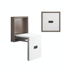 Semplice sgabello per scarpe invisibile in legno pieghevole a parete per casa poggiapiedi (armadio in noce + pannello bianco caldo)