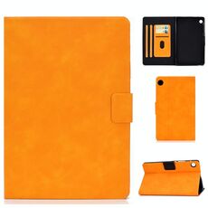 Per Huawei MatePad T8 Custodia in pelle a vibrazione orizzontale con struttura in pelle bovina con supporto e slot per schede e funzione sleep / Wake-up (cachi)