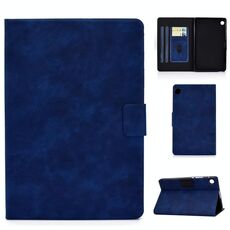 Per Huawei MatePad T8 Custodia in pelle a vibrazione orizzontale con struttura in pelle bovina con supporto, slot per schede e funzione di sospensione / sveglia (blu)