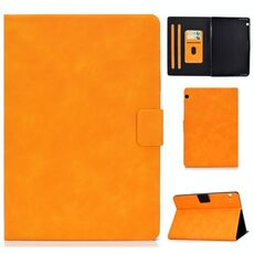 Per Huawei MediaPad T5 Custodia in pelle a vibrazione orizzontale con struttura in pelle bovina con supporto e slot per schede (cachi)