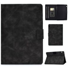Per Huawei MediaPad T5 Custodia in pelle a vibrazione orizzontale con struttura in pelle bovina con supporto e slot per schede (grigio)