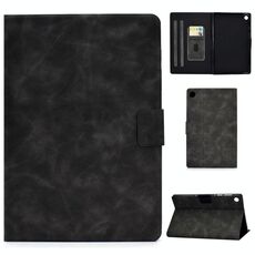 Per Lenovo M10 Plus TB-X606F Custodia in pelle a vibrazione orizzontale con struttura in pelle bovina con supporto e slot per schede e funzione sleep / wake-up (grigio)