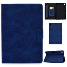 Per Lenovo M10 Plus TB-X606F Custodia in pelle a vibrazione orizzontale con struttura in pelle bovina con supporto e slot per schede e funzione di sospensione / sveglia (blu)