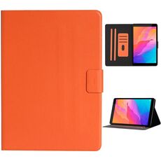 Per Huawei MediaPad T8 Custodia in pelle a vibrazione orizzontale in tinta unita con slot per schede e supporto (arancione)
