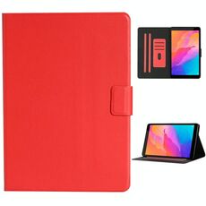 Per Huawei MediaPad T8 Custodia in pelle a vibrazione orizzontale tinta unita con slot per schede e supporto (rosso)