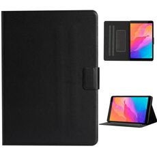 Per Huawei MediaPad T8 Custodia in pelle a vibrazione orizzontale in tinta unita con slot per schede e supporto (nero)