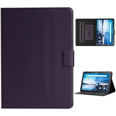 Per Lenovo Tab M10 Custodia in pelle con apertura orizzontale in tinta unita con slot per schede e supporto (viola)