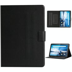 Per Lenovo Tab M10 Custodia in pelle a vibrazione orizzontale in tinta unita con slot per schede e supporto (nero)