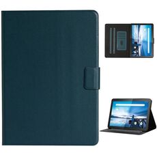 Per Lenovo Tab M10 Custodia in pelle con apertura orizzontale in tinta unita con slot per schede e supporto (verde scuro)