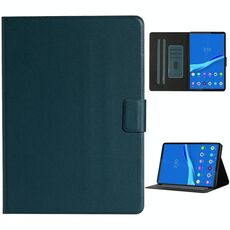 Per Lenovo Tab M10 Plus Custodia in pelle con apertura orizzontale in tinta unita con slot per schede e supporto e funzione di sospensione / sveglia (verde scuro)