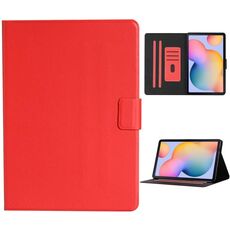 Per Samsung Galaxy Tab A 10.1 2019 T510 / T515 Custodia in pelle a vibrazione orizzontale in tinta unita con slot per schede e supporto (rosso)