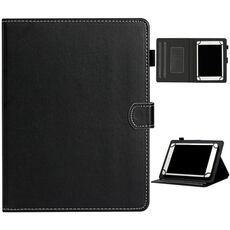 Per custodia in pelle a vibrazione orizzontale universale in tinta unita da 7 pollici con slot per schede e supporto e slot per penna (nero)