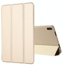 Per Huawei Matepad 10.4 Gebei antiurto antiurto custodia in pelle a flip orizzontale con supporto a tre pieghevoli (oro)