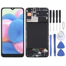 Schermo LCD TFT per Samsung Galaxy A30s Digitizer Assemblaggio completo con cornice (nero)