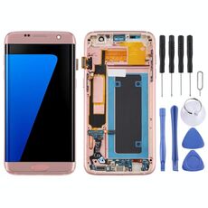 Schermo LCD OLED per Samsung Galaxy S7 Edge / SM-G935F Digitizer Assemblaggio completo con cornice (rosa)