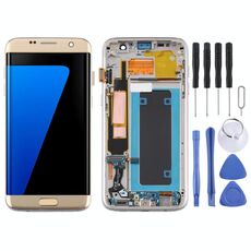 Schermo LCD OLED per Samsung Galaxy S7 Edge / SM-G935F Digitizer Assemblaggio completo con cornice (oro)