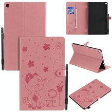 Per Amazon Kindle Fire HD 10 (2015) / (2017) Cat Bee Goffratura Motivo antiurto da tavolo Custodia protettiva in pelle con vibrazione orizzontale per PC con slot per schede e portafoglio e slot per penna e funzione sleep / Wake-up (rosa)