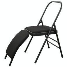 Sedia ausiliaria yoga pieghevole multifunzionale tipo coach, doppia trave + supporto lombare (nero)