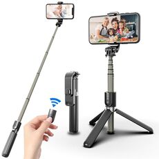 Bastone per selfie treppiede Bluetooth pieghevole in lega di alluminio L03 (nero)
