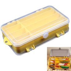 Scatola porta esche da esterno portatile Scatola portaoggetti a doppia faccia in plastica trasparente, dimensioni: 18 x 10 x 5 cm (giallo + bianco)