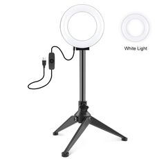 Pulluz 4.7 pollici Lampada anello da 12 cm + Desktop Tripod Selfie Stick Mount USB Bianco LED LED Ring Selfie Beauty Vlogging Photography Video Lights Kit (Nero)