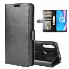 Per Alcatel 1SE 2020 R64 Custodia protettiva a vibrazione orizzontale singola con supporto e slot per schede, portafoglio e cornice per foto (nero)