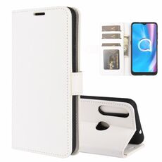 Per Alcatel 1SE 2020 R64 Custodia protettiva a vibrazione orizzontale singola con supporto e slot per schede, portafoglio e cornice per foto (bianco)