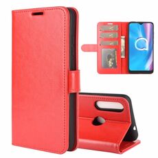Per Alcatel 1SE 2020 R64 Custodia protettiva a vibrazione orizzontale singola con supporto e slot per schede, portafoglio e cornice per foto (rosso)