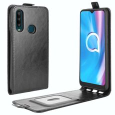 Per Alcatel 1SE 2020 R64 Custodia protettiva in pelle con vibrazione verticale singola con slot per schede e cornice per foto (nera)