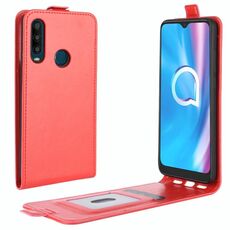 Per Alcatel 1SE 2020 R64 Custodia protettiva in pelle con vibrazione verticale singola trama con slot per schede e cornice per foto (rosso)