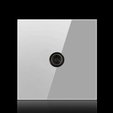 Pannello interruttori a LED rotondo in vetro temperato da 86 mm, vetro rotondo grigio, stile: presa TV