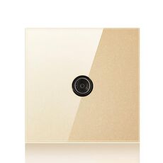 Pannello interruttori rotondo in vetro temperato a LED da 86 mm, vetro rotondo dorato, stile: presa TV